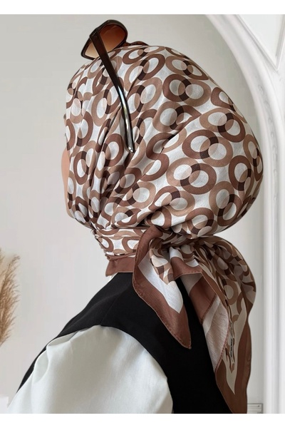 ESSLERA Καφέ μαλακό κασκόλ με μοτίβο δαχτυλιδιού