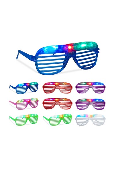 Flippy Pahare de petrecere cu LED, design cu grilă, plastic, 3 moduri de ilum...