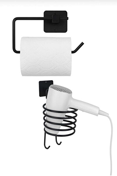 Home Yapışkanlı Fön Makinesi Askısı Tuvalet Kağıdı Askısı Fönlük Tuvalet Kağı...
