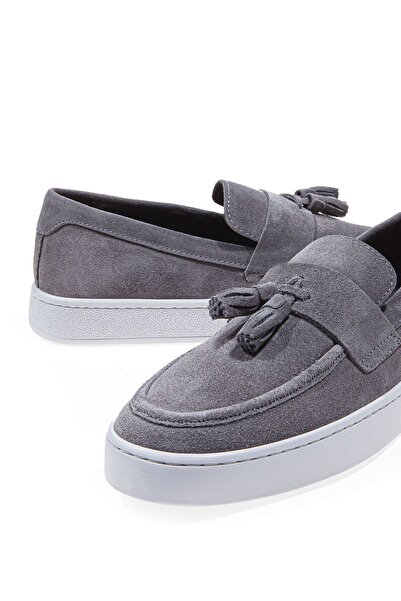 Vantaggio Ανδρικά αθλητικά παπούτσια Tassel Grey Suede από γνήσιο δέρμα