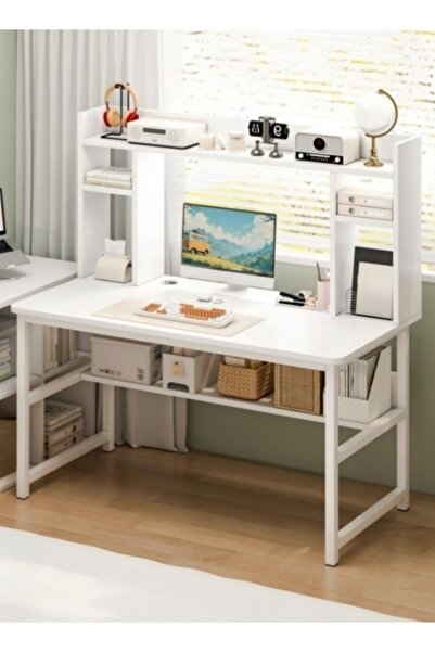 Bangiga Computer Desk with Storage Shelf, Writing Study Table with Bookrack for Students or Home Office Desk