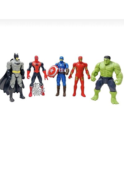 KİNKU Spiderman Hulk Kaptan Amerika Batman Ironman 17 cm Işıklı Figürler Set