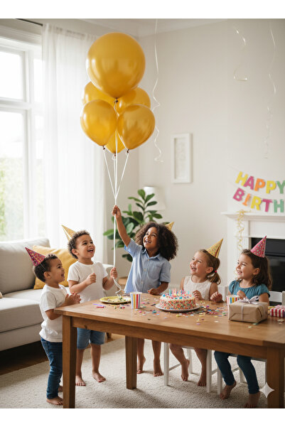 Noone 50-Piece Metallic Gold Balloon Set 12 Inch (30 cm) |   Helium Compatible, Party and Decoration Balloon