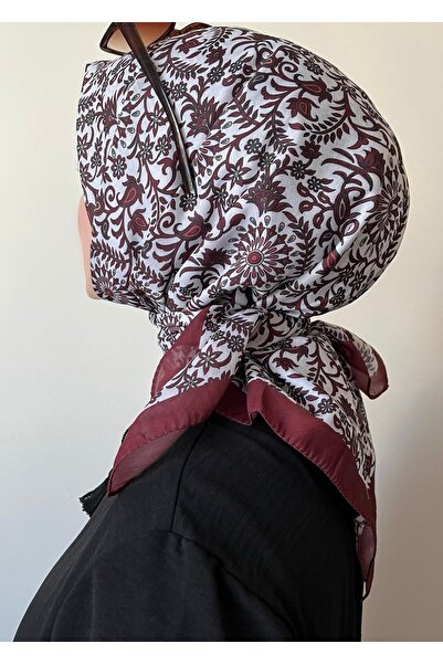 ESSLERA وشاح ناعم باللون العنابي مع نمط القصر