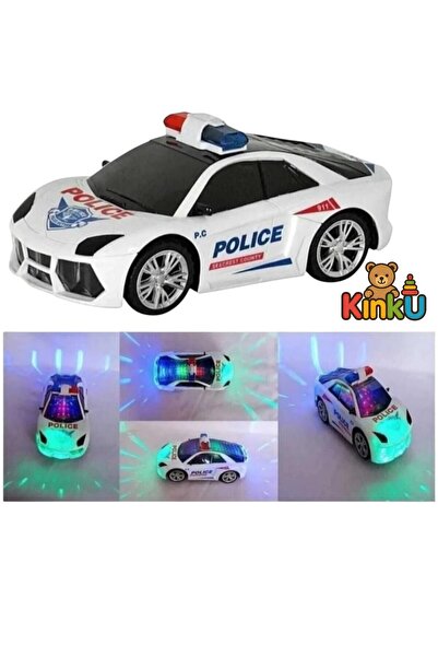 KİNKU Oyuncak Polis Arabası Pilli Çarptıkça Yön Değiştiren Işıklı Sesli Polis Arabası