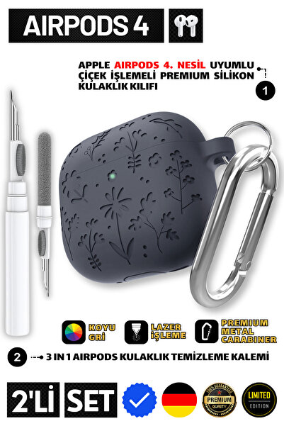 EWEC 4. Nesil Uyumlu Çiçek İşlemeli Premium Silikon Kulaklık Kılıfı ve 3 in 1...