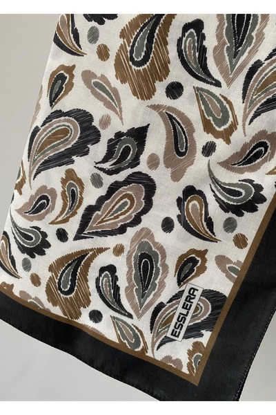 ESSLERA Μαύρο βαμβακερό μαντίλι με μαλακό σχέδιο