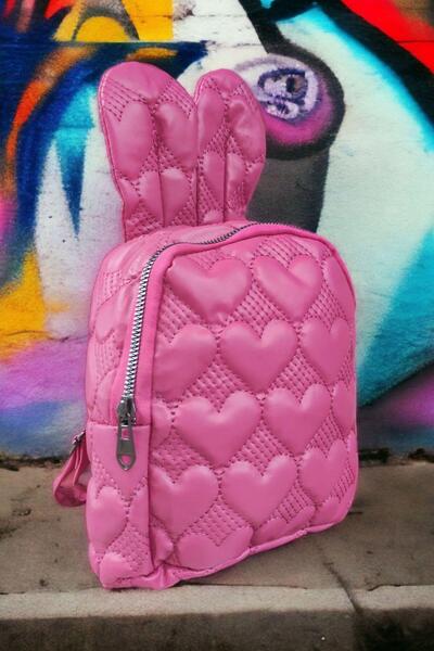 Genel Markalar Tavşan Kulak Kalp'li Kız Çocuk Çantası Kreş Boy