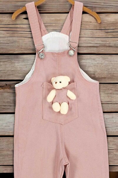 dinamik çocuk Girl/Boy Colorful Salopet with Teddy Bear Unisex Jumpsuit Lycra Flexible Fabric Adjustable Strap