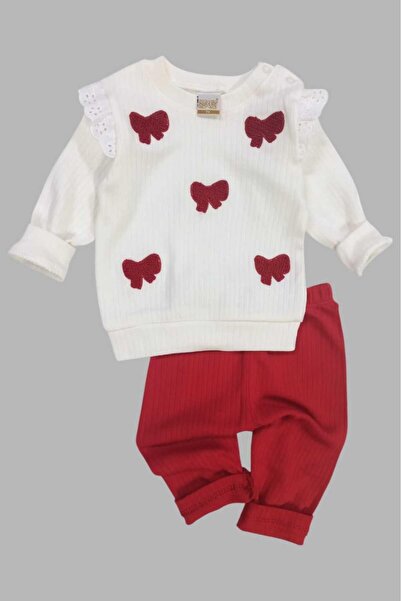 dinamik çocuk Baby Girl 2-3 Season Dress Set Off-The-Shoulder Embroidered Bow 6-9-12 Months