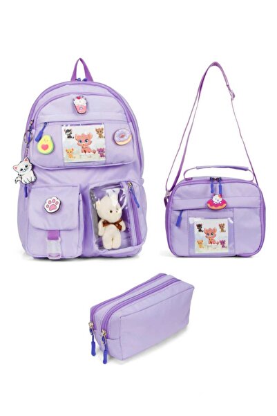 GreandBags KORE TARZI 2 ANA BÖLMELİ BESLENME VE KALEMLİK TAKIMLI OKUL ÇANTASI
