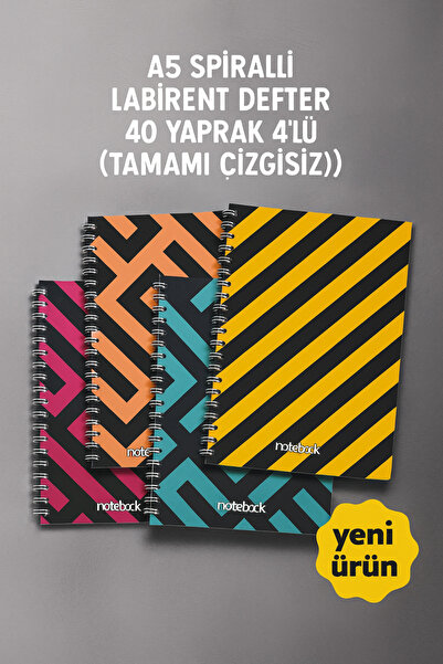KarmaOfis A5 spiralna mazemna sveska, 40 listova, pakovanje od 4 komada (sve ...
