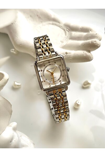 Ferrucci ساعة يد نسائية FERRUCCİ-(ذهبي وفضي)-