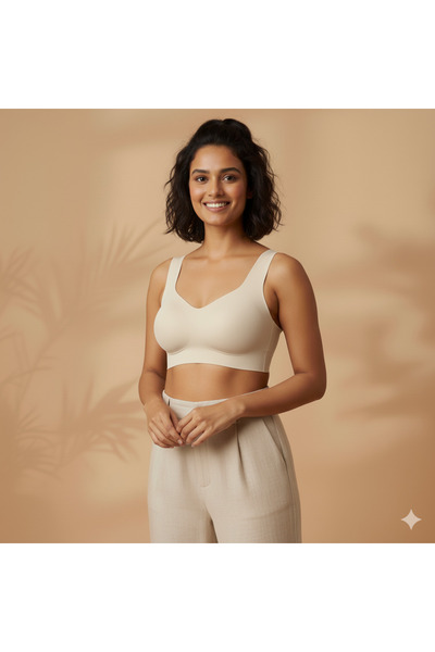 HS İÇ GİYİM حمالة صدر نسائية بدون أسلاك وبدون دعامات مع حشوة وحزام عريض (أفضل...