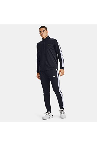 Under Armour 1357139-UA Knit Track Suit Fermuarlı Yaka Bağlamalı Bel Fitted Siyah - Beyaz Erkek Eşofman Takımı