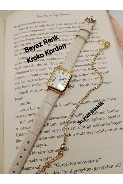 QUARTZ ساعة يد نسائية كلاسيكية عتيقة ذات هيكل ذهبي اللون أبيض اللون موديل مربع bb0056