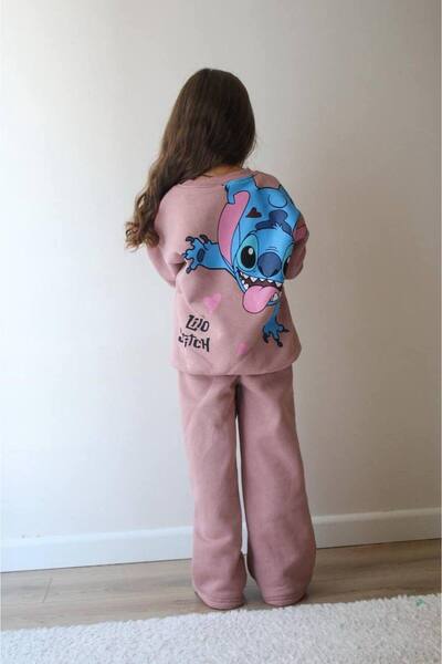 aybabykids Stitch με τύπωμα 3 Thread Ş επένδυση fleece Σετ αθλητικής φόρμας για κορίτσια Σετ δύο τεμαχίων