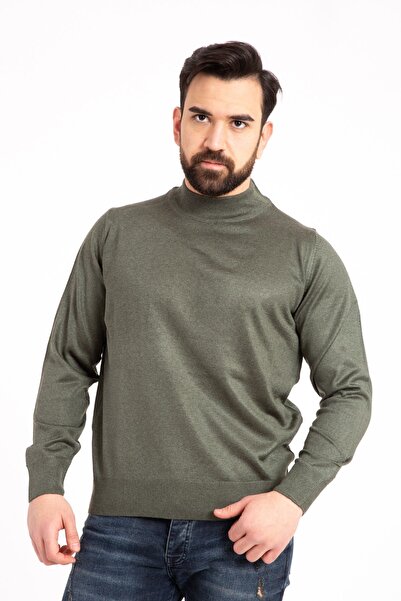 Mutlu City Чоловічий тонкий вовняний трикотаж, прямий крій, комір-стійка, кофта з коміром-стійкою 5140
