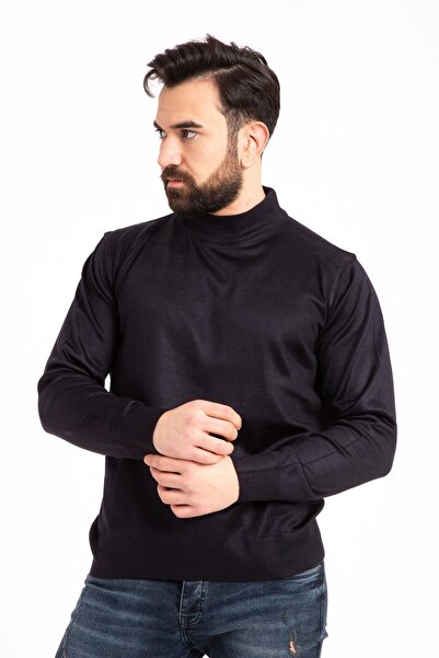 Mutlu City Чоловічий тонкий вовняний трикотаж, прямий крій, комір-стійка, кофта з коміром-стійкою 5140