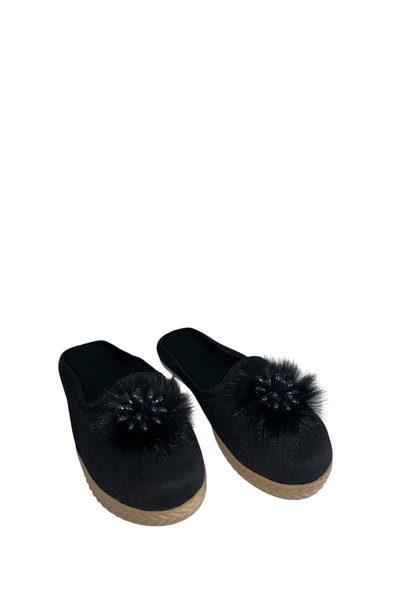 asyaline Asya Black Grape Beige Sole Indoor Slippers