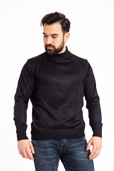 Mutlu City Чоловічий тонкий вовняний трикотаж, прямий крій, комір-стійка, кофта з коміром-стійкою 5140