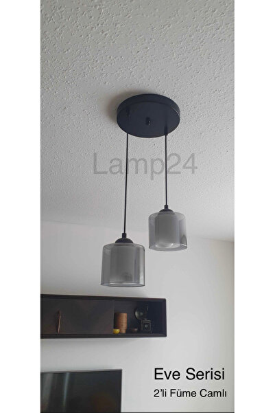 Lamp24 EVE SERİSİ 2’Lİ SARKIT AVİZE - FÜME CAMLI