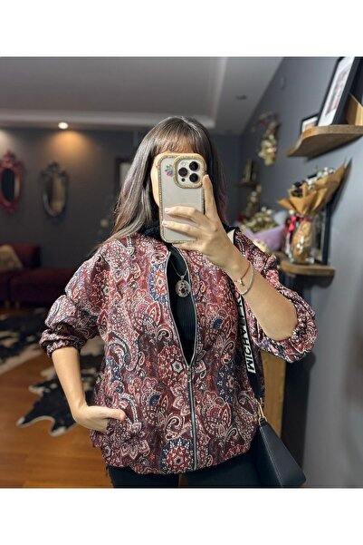 MODAGK Ethnic Patterned Design Bomber Jacket