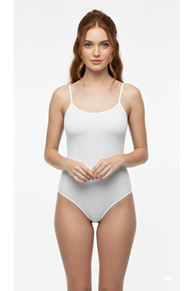 HS İÇ GİYİM Women's 3 Pack Thin Strap Hook Snap Bodysuit Undershirt & Flexible and Soft