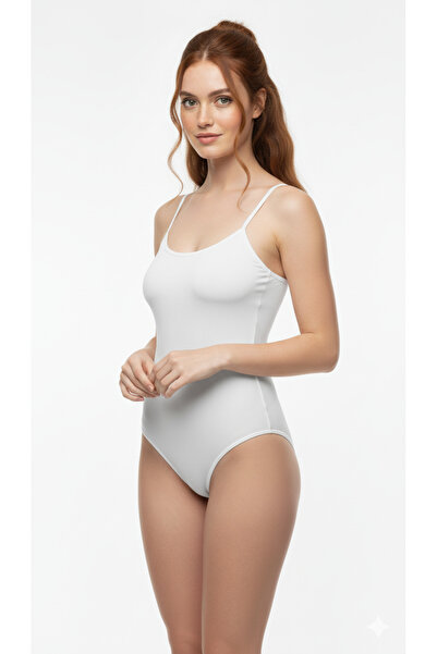 HS İÇ GİYİM Women's 3 Pack Thin Strap Hook Snap Bodysuit Undershirt & Flexible and Soft