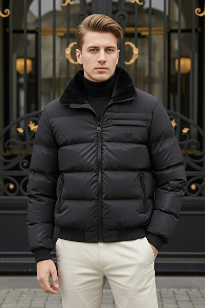 MOVENTO Erkek Kürk Yaka Şişime Mont