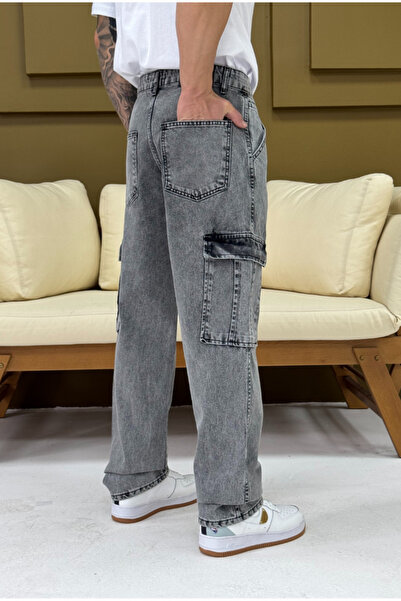 corfixman Baggy Gri Kargo Cepli Pantolon