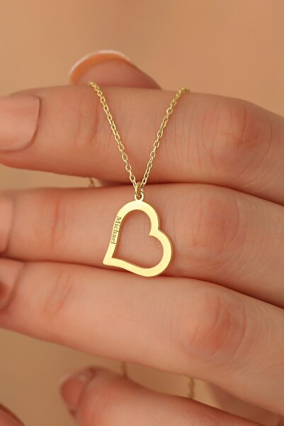 Nox Jewelry 14 Ayar Mikron Altın Kaplama İsim Yazılı Kalp Formlu Kolye - CN00228