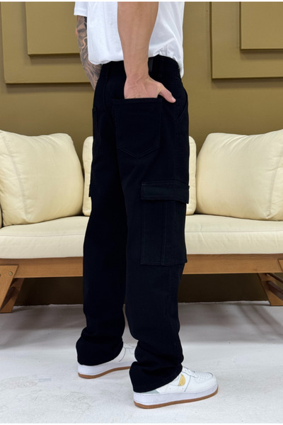 corfixman Baggy Siyah Kargo Cepli Pantolon