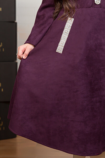 arushi Girls' Winter Lilac Dress with Elegant Crystal Decoration