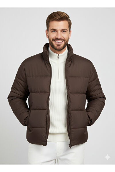Jack & Jones J&J Чоловічий MOON Непромокаючий надувний пуховик Mulch Coffee