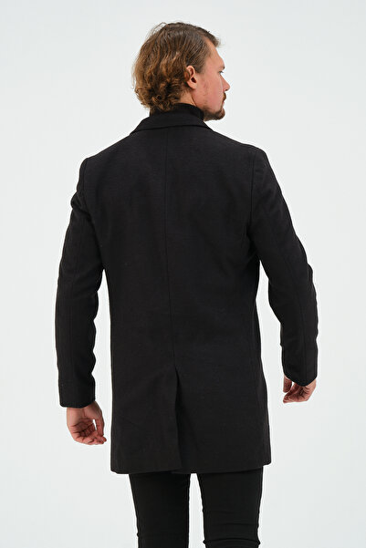 Bonesti Ανδρικό παλτό με λεπτή εφαρμογή μαύρο κασμίρ