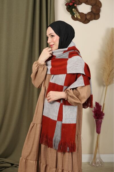 ARMİZA Checkered Patterned Soft Textured Acrylic Winter Scarf.