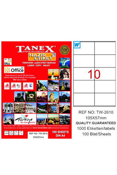Tanex ملصق ليزر 100 YP 105x57 نسخة ليزر نافثة للحبر TW-2610