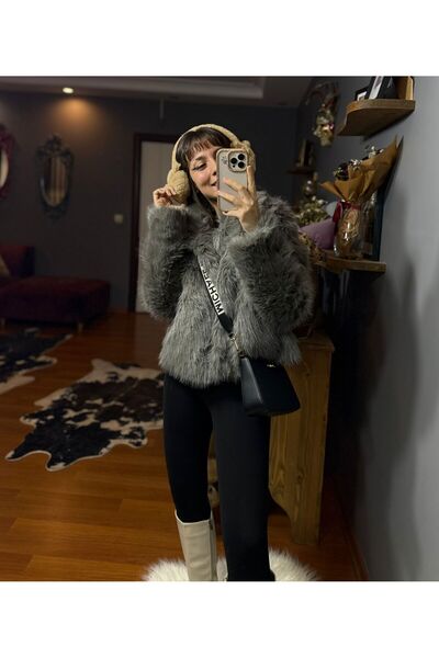 MODAGK Women's Faux Fur Coat Gray