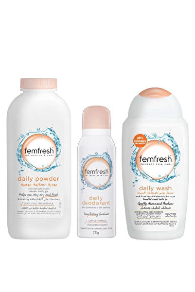 Femfresh مجموعة العناية الصحية الخاصة بالسيدات للمناطق الحميمة 3 قطع