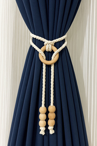 MACROMEKİDS Handmade 1Pc Curtain Tieback Curtain Buckle Decorative Curtain Holder Accessory with Beaded Ring