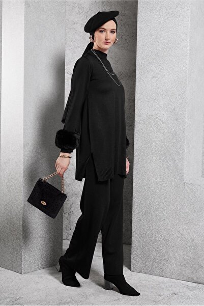 Alvina Knitwear Set 44950 - Fur Detailed Trousers