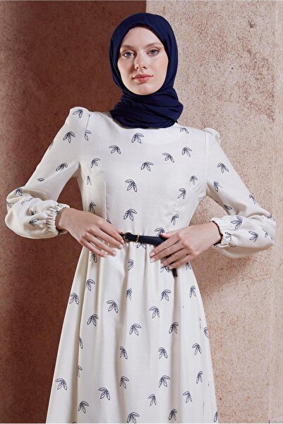 Alvina Belted Linen Textured Dress 44633