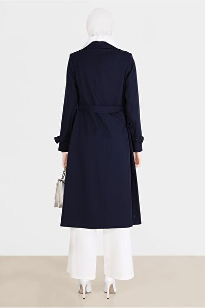 Alvina Düğmeli Kuşaklı Kruvaze Yaka Trençkot 10559