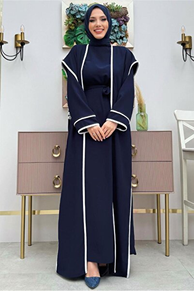 TRENDTESETTÜR KADIN LACİVERT YELEKLİ ELBİSELİ TAKIM T 5848