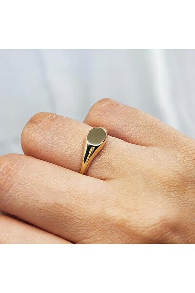 FasekGold Minimal Tasarım Oval Şövalye 925 Ayar Gümüş Yüzük