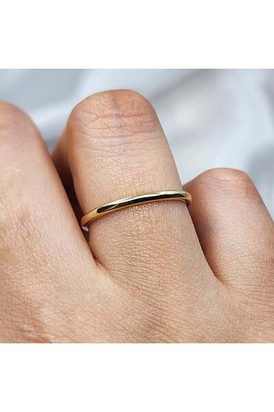 FasekGold 925 Ayar Klasik İçi Dolu 1.5 Mm Sarı Gümüş Alyans