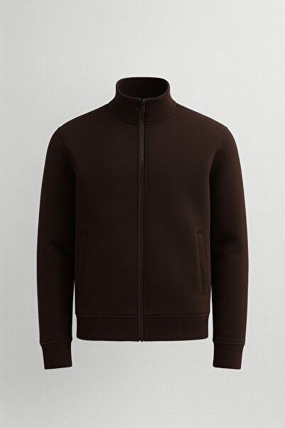 Valiberta Marcel Regular Fit Світшот з застібкою-блискавкою, кишенями та трьома шнурками - Кава