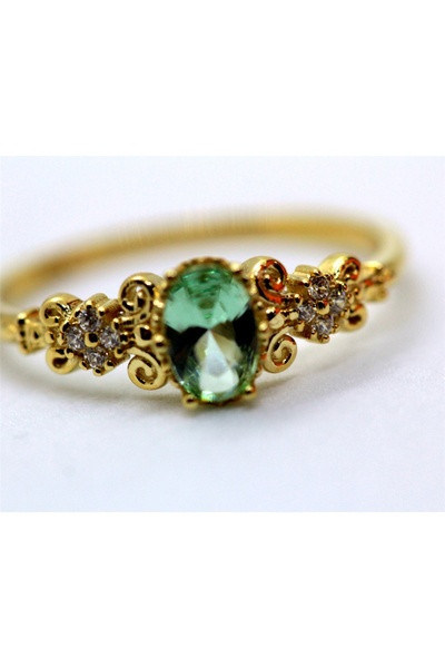 FasekGold Carla Green Topaz Evlilik Teklifi Yüzüğü-Vintage Green Topaz Hediye 925 Ayar Gümüş Yüzük