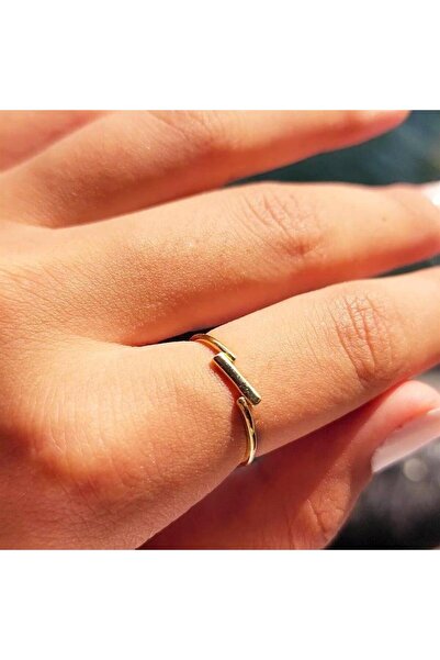 FasekGold Taşsız Altın Yüzük - 14 Ayar Altın Çapraz Çizgi Taşsız Minimal Ekle...